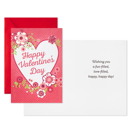 Pack of Valentines Day Cards, Hearts and Flowers (10 Valentine's Day Cards with Envelopes)