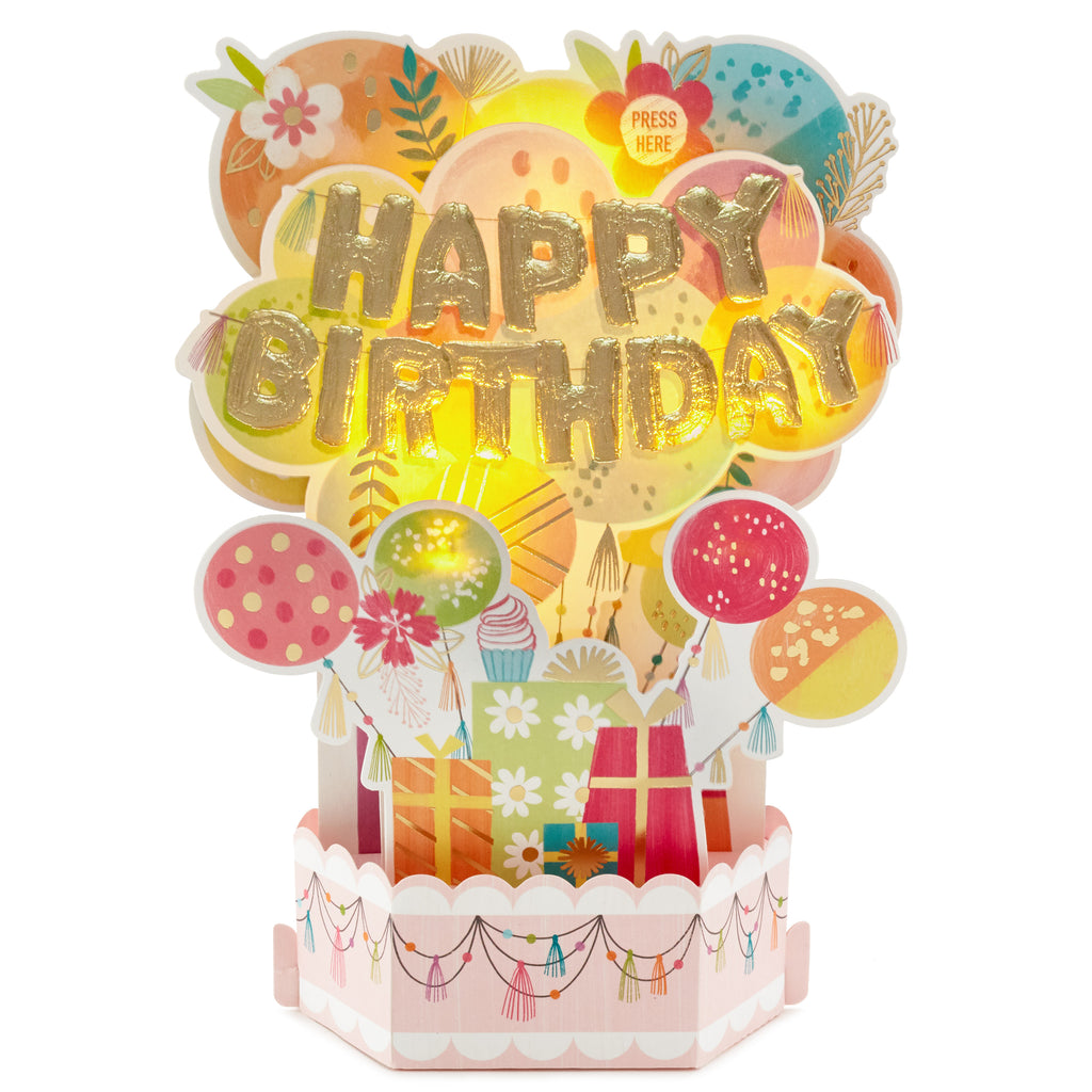  Paper Wonder Musical Pop Up Birthday Card (Mylar Balloon Explosion, Plays Happy Birthday)