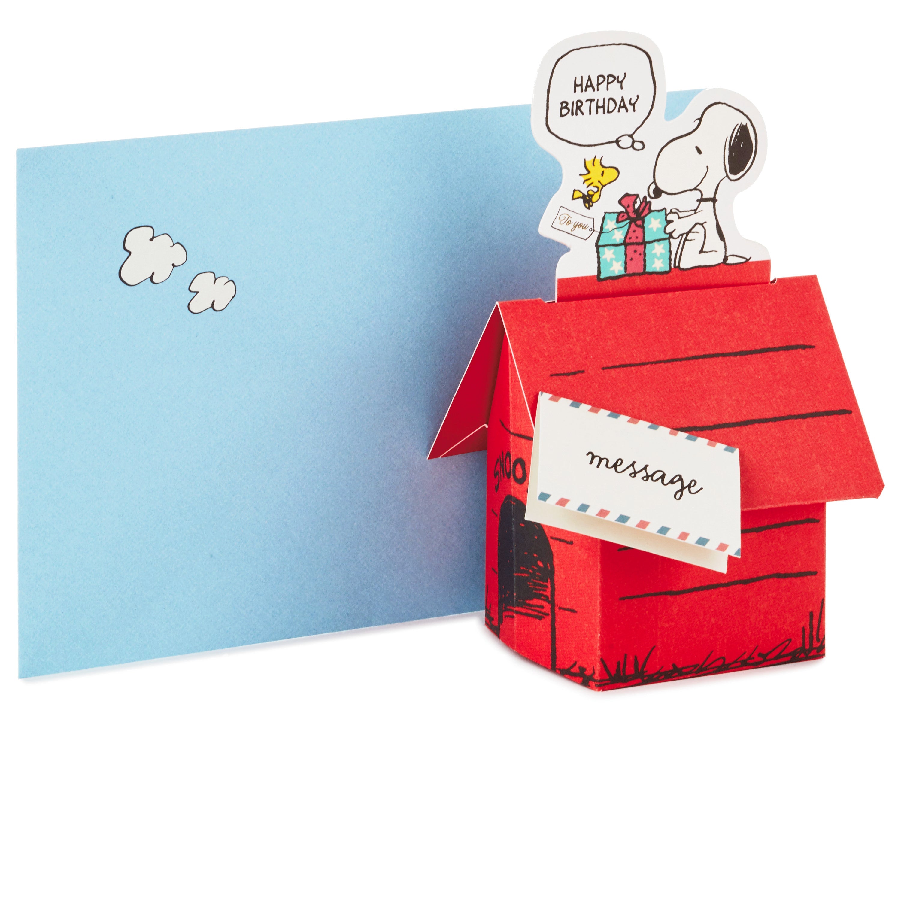 Pop Up Peanuts Birthday Card (Snoopy Dog House)
