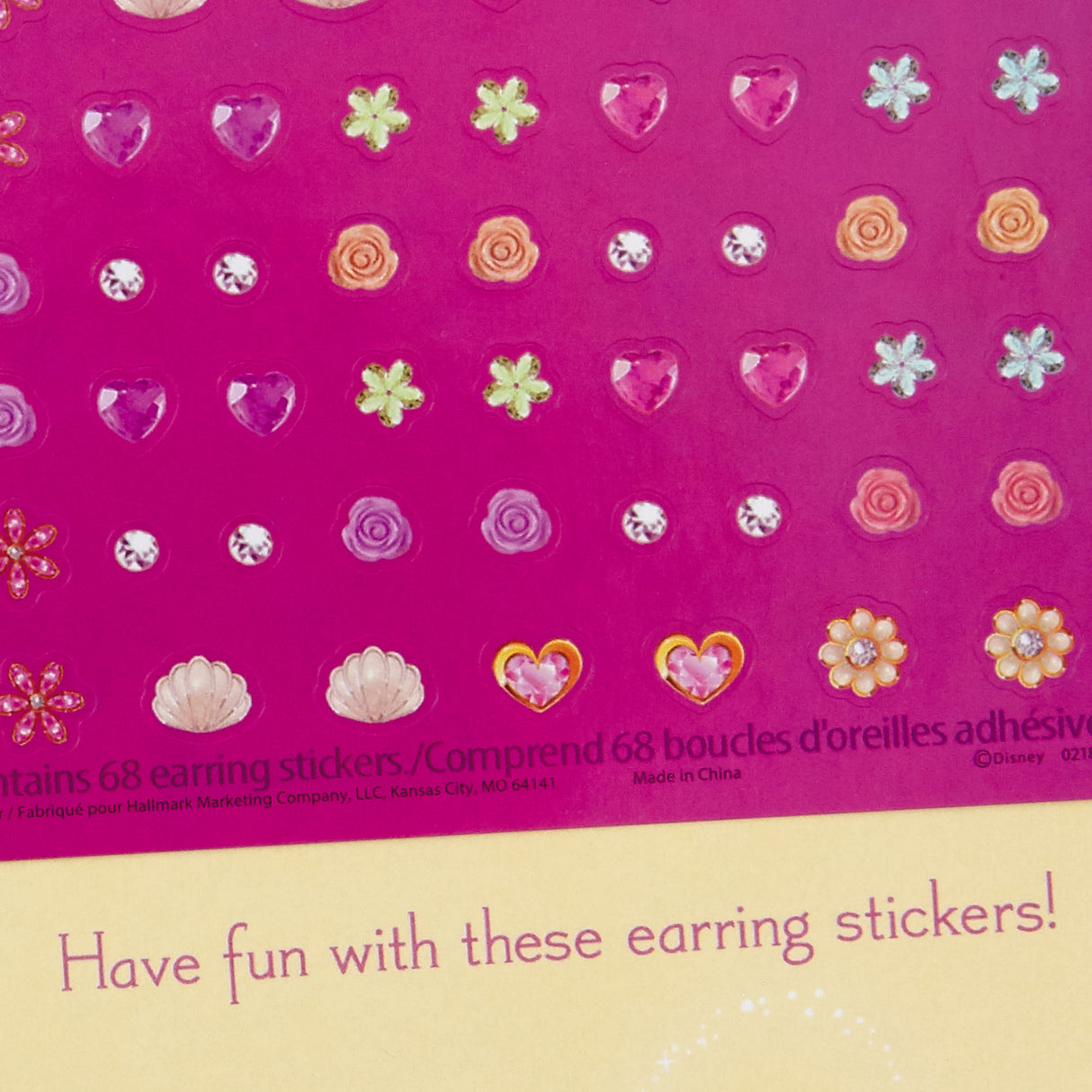 Birthday Card for Kids (Disney Princess Earring Stickers)