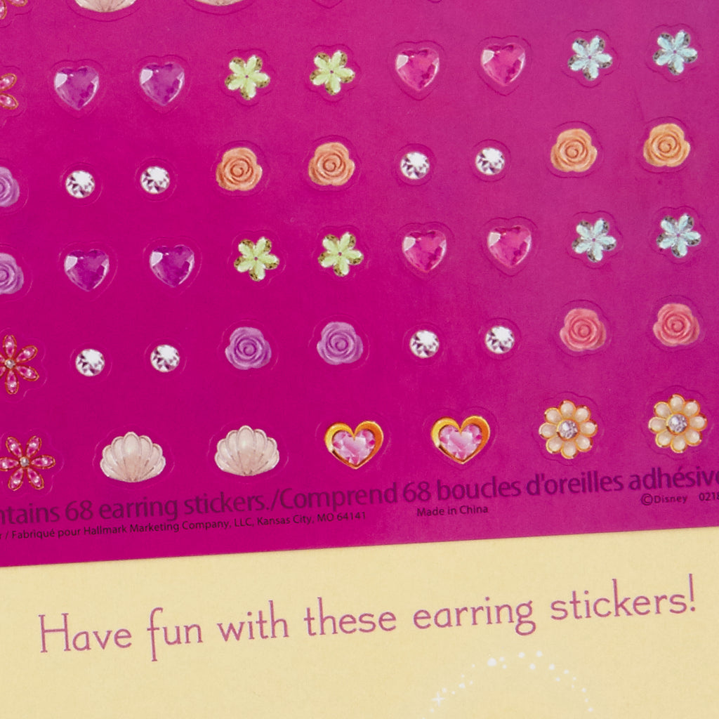 Birthday Card for Kids (Disney Princess Earring Stickers)