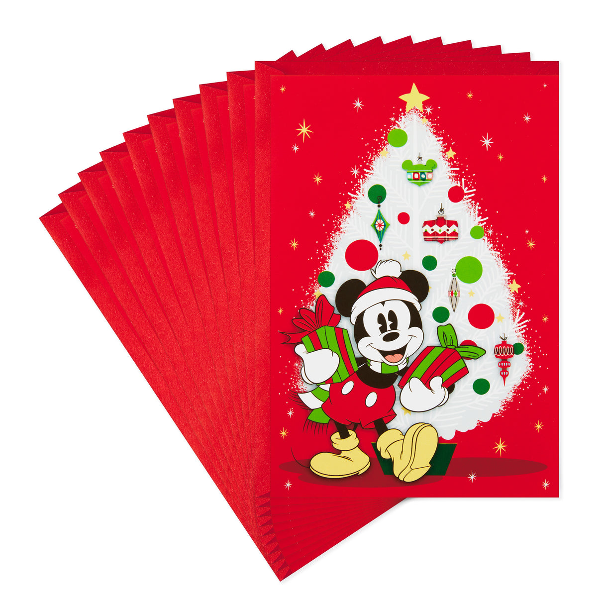 Pack of Disney Christmas Cards, Jolly Joyful Mickey Mouse (10 Cards with Envelopes)