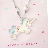 Signature Valentines Day Card for Kids (Removable Unicorn Necklace)