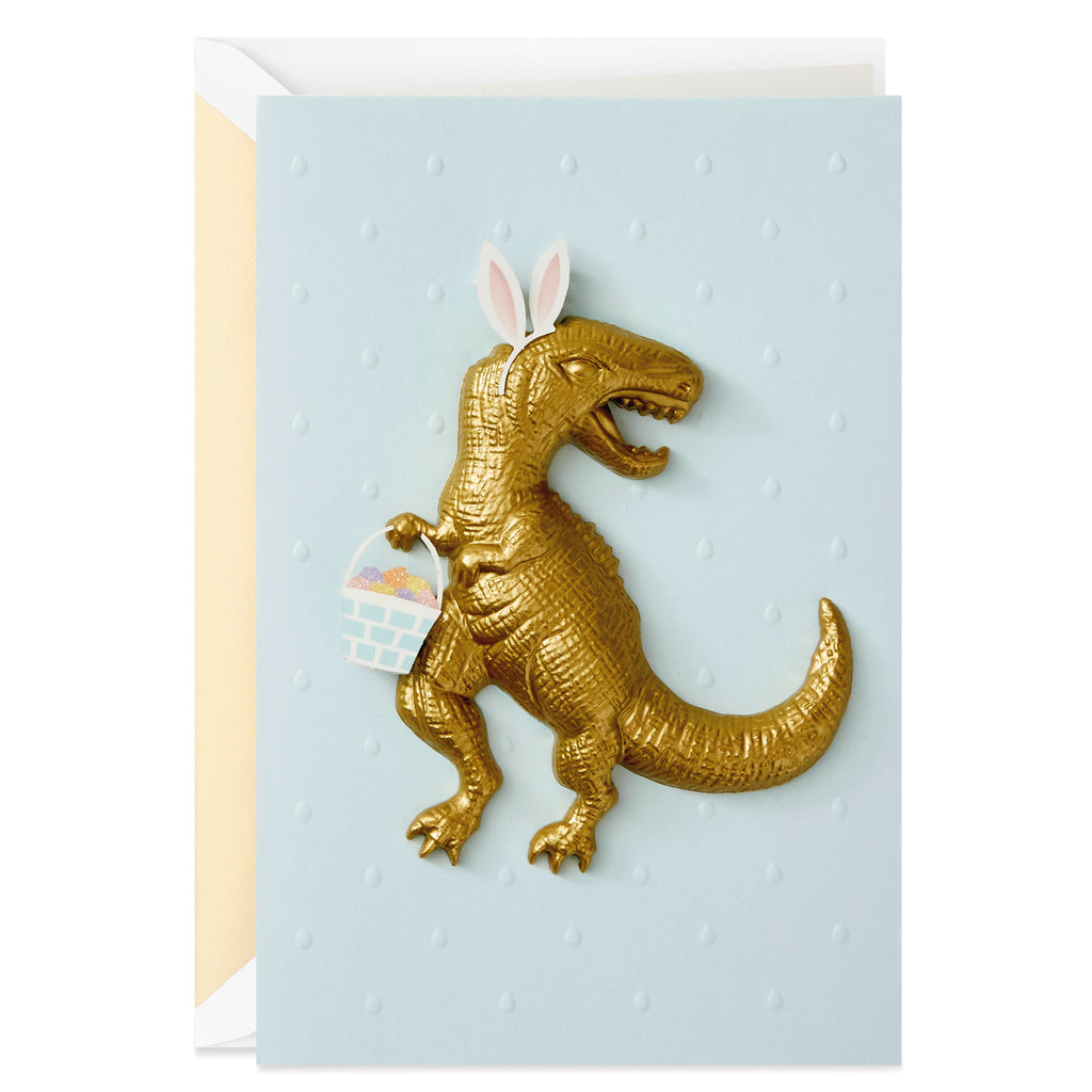 Signature Easter Card for Kids (Easter Bunny T Rex Dinosaur)