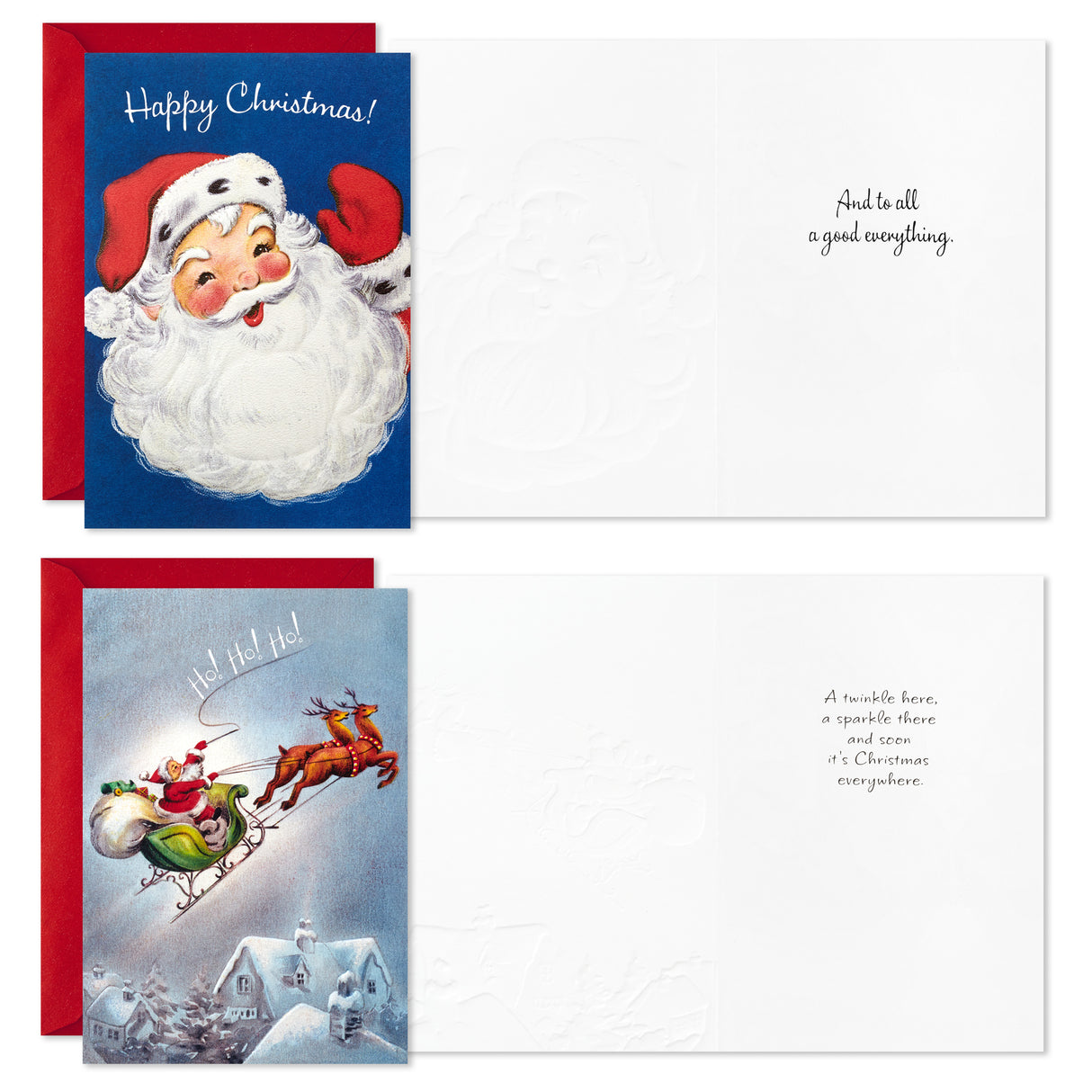 Boxed Christmas Cards, Vintage Santa Claus (4 Designs, 12 Cards and Envelopes)