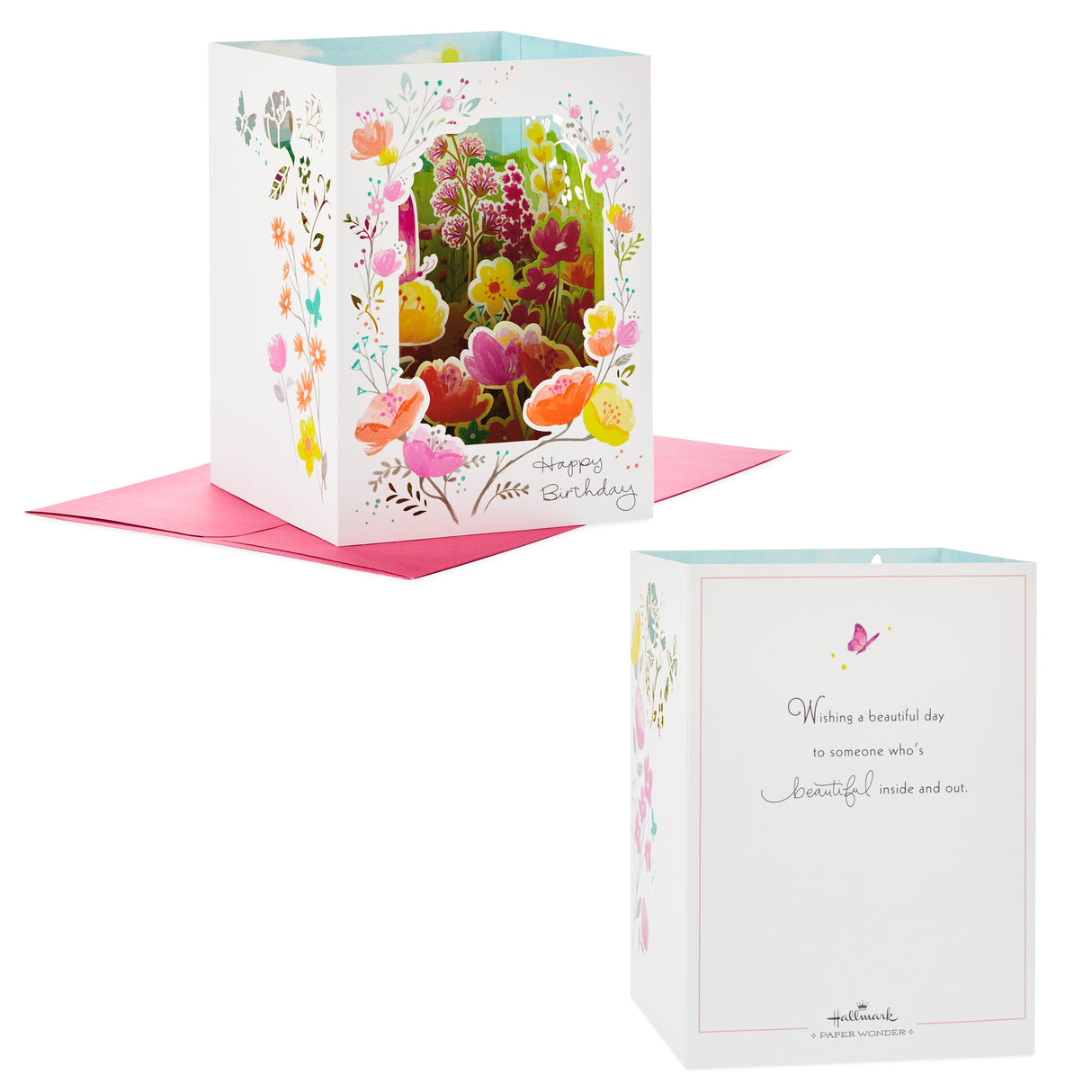 Paper Wonder Displayable Pop Up Birthday Card for Her (Beautiful Butterflies and Flowers)