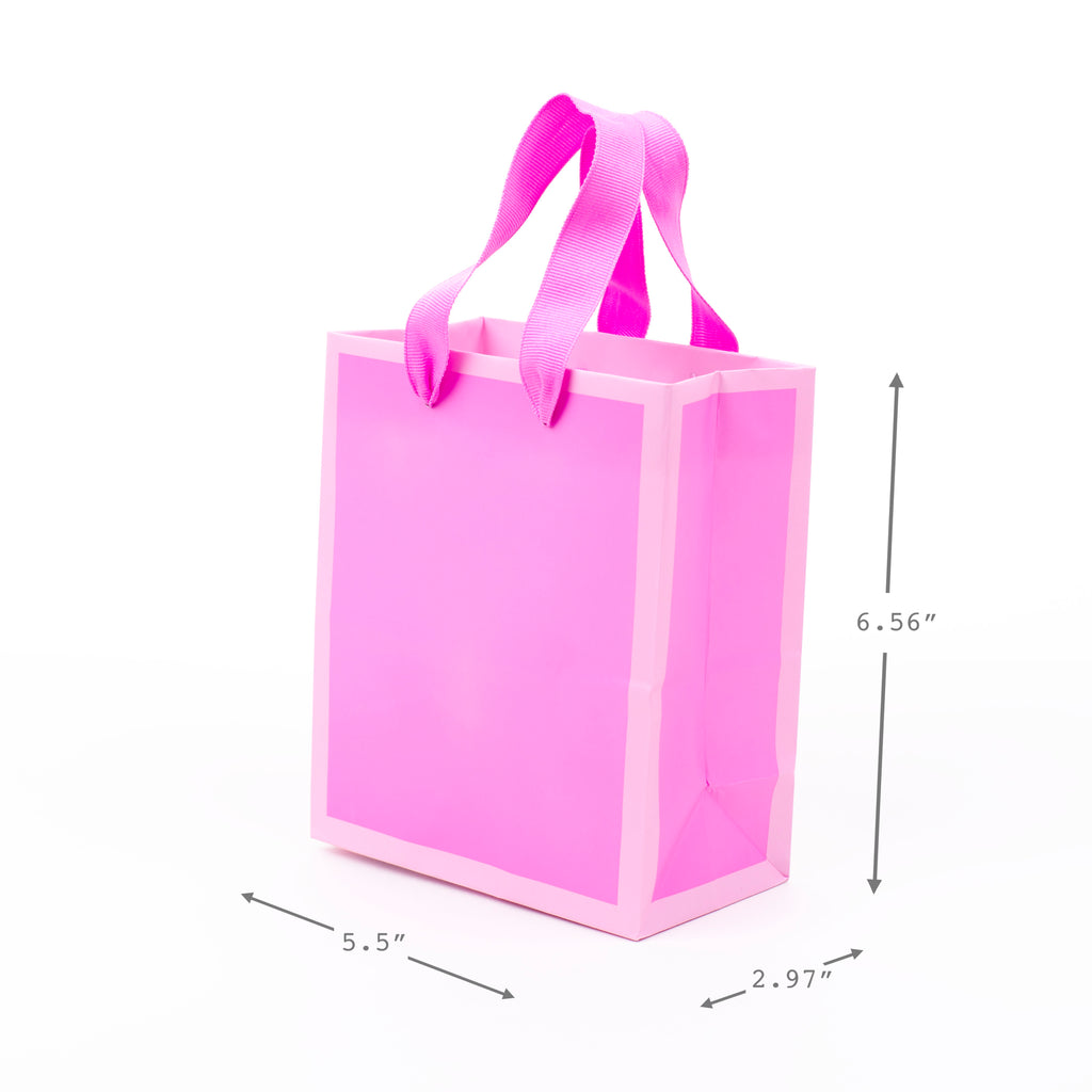 6" Small Solid Color Gift Bags - Pack of 5 in Red, Green, Blue, Light Pink, Hot Pink for Birthdays, Holidays, Parties or Any Occasion