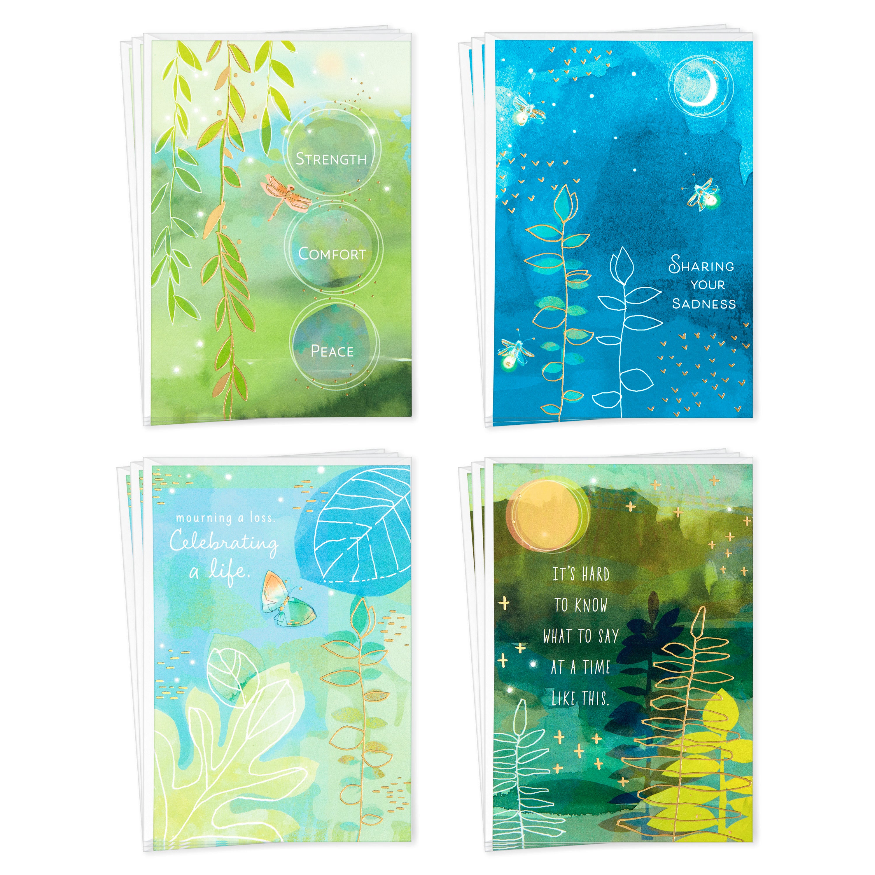 Assorted Thinking of You, Get Well, Sympathy Cards (12 Cards with Envelopes) Nature Prints 