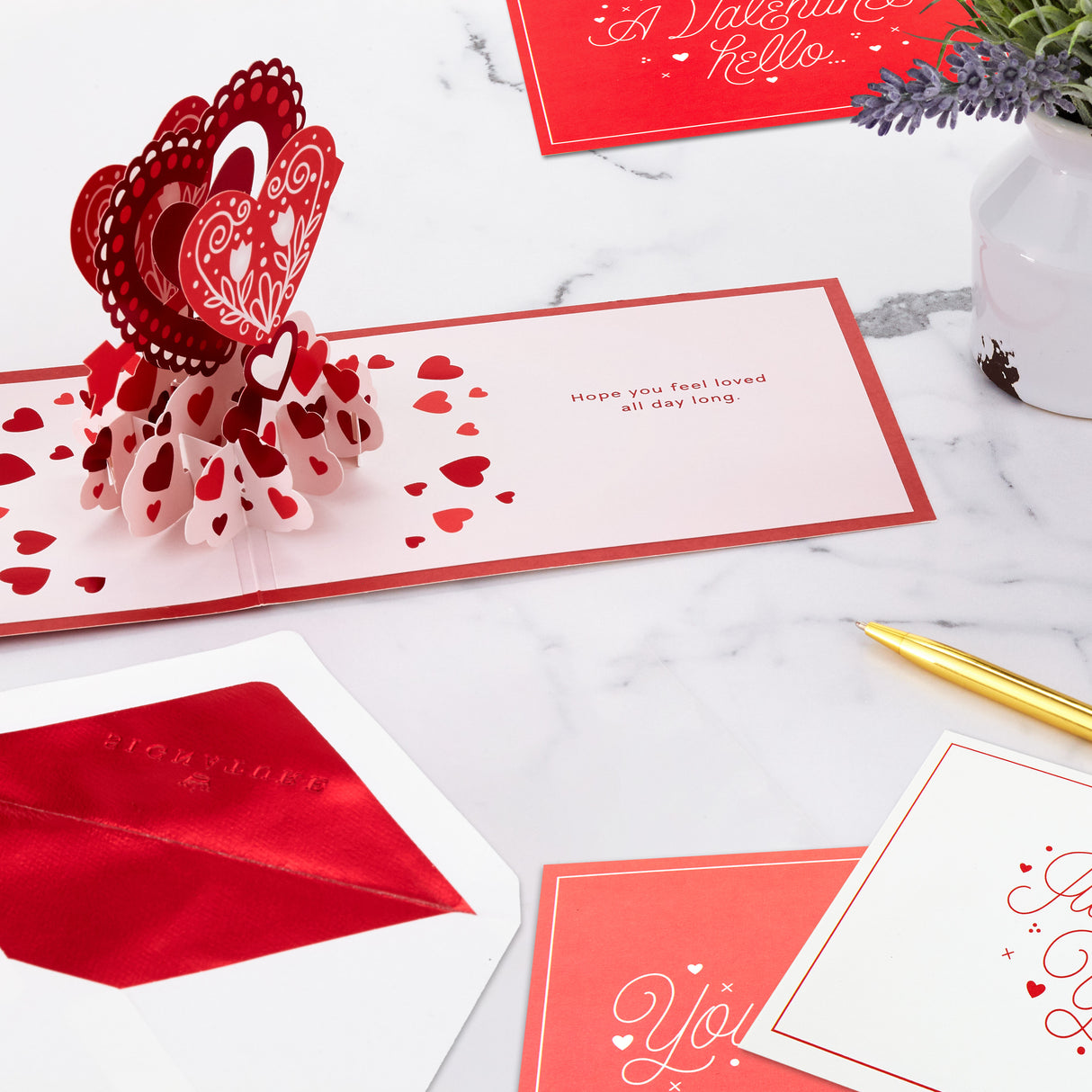 Signature Paper Wonder Pop Up Valentines Day Cards Assortment (4 Cards with Envelopes)